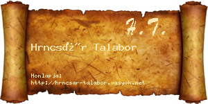 Hrncsár Talabor névjegykártya